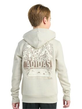 adidas Cream Pullover Hoodie with Mountain Graphic